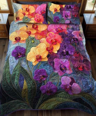 Orchid Meadow 3-Piece Quilted Bedding Set