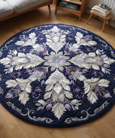 Ornate Snowflake Majesty Quilted Round Mat