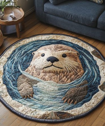 Otter Fun Quilted Round Mat