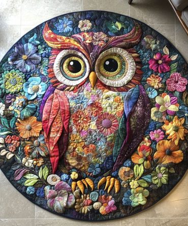 Owl Blossom Quilted Round Mat
