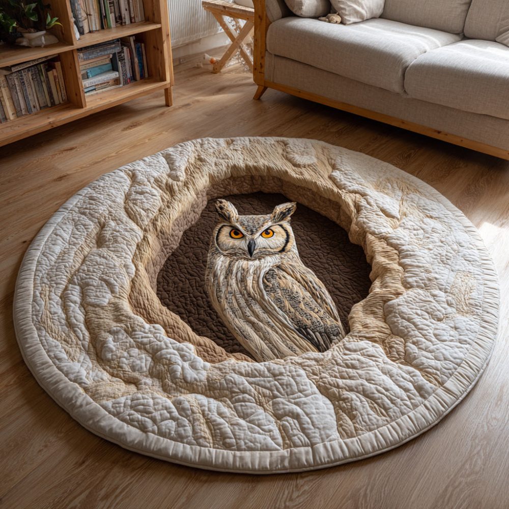 Owl Burrow Quilted Round Mat