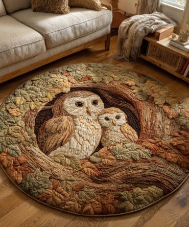 Owl Family Quilted Round Mat