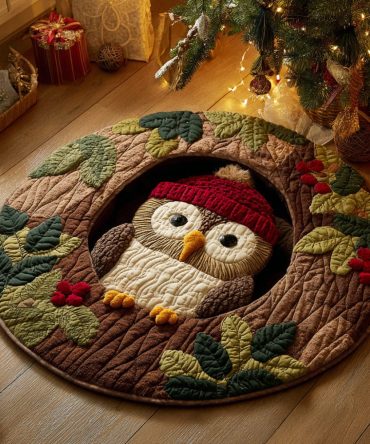 Owl Forest Quilted Round Mat