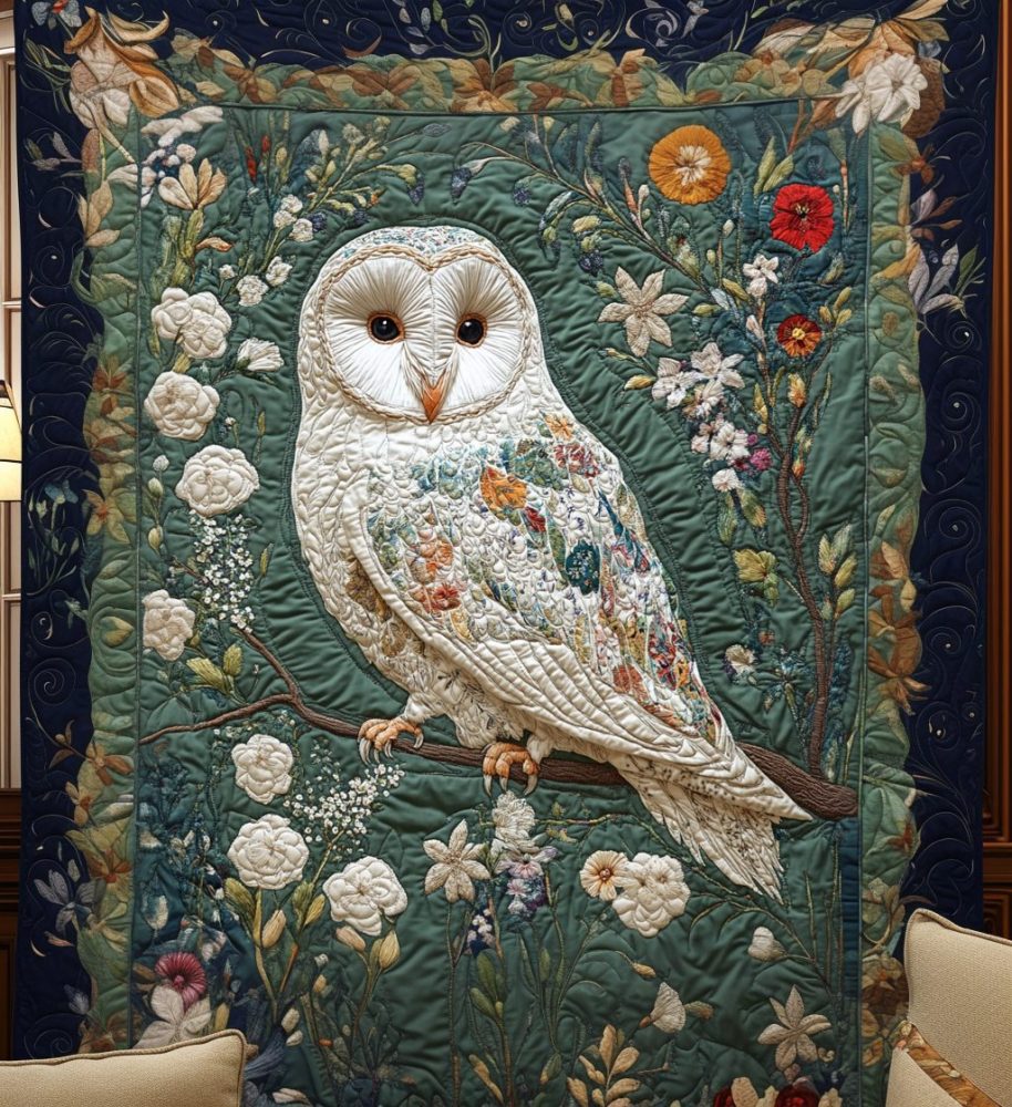 Owl Garden Quilted Blanket