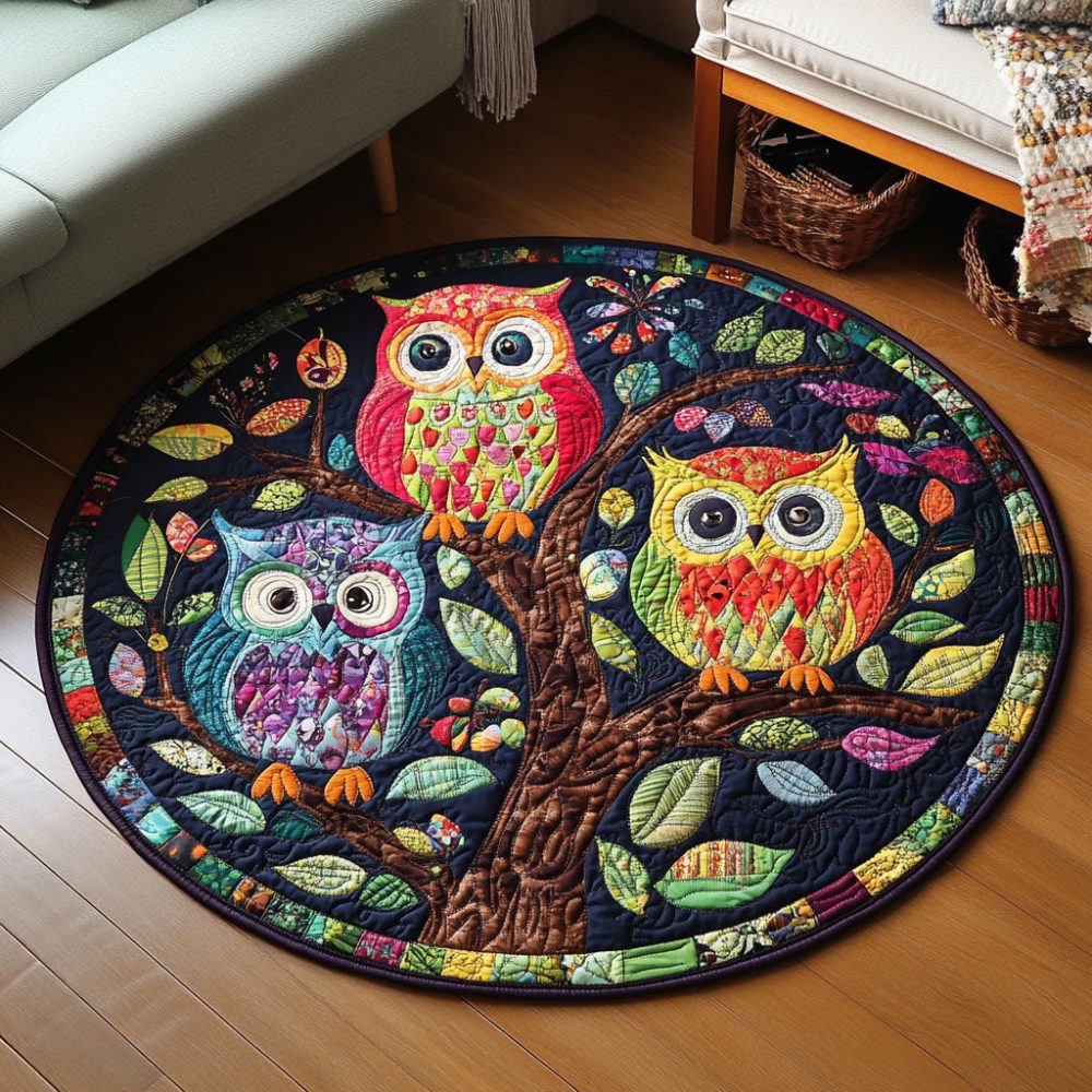 Owl Grove Quilted Round Mat