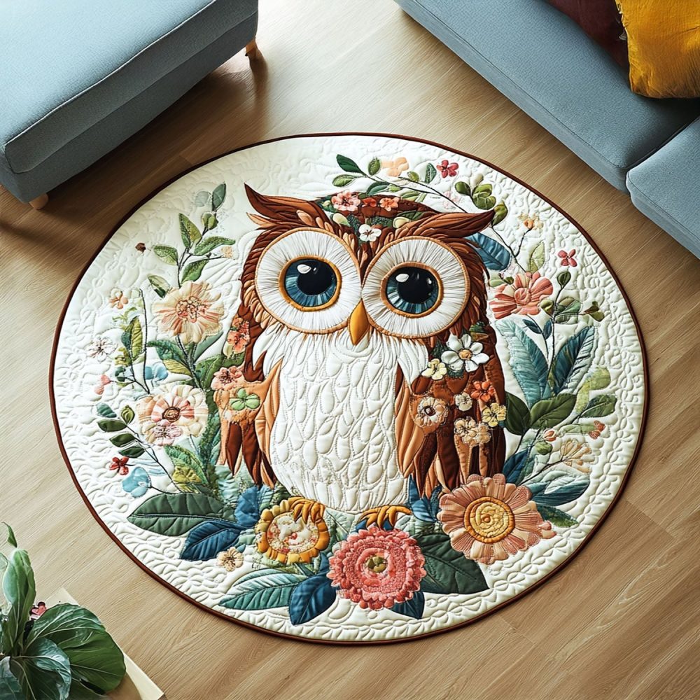 Owl Haven Quilted Round Mat
