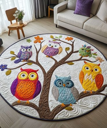 Owl Song Quilted Round Mat