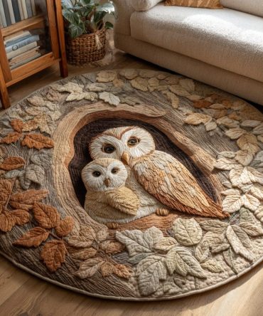Owl Treehouse Quilted Round Mat