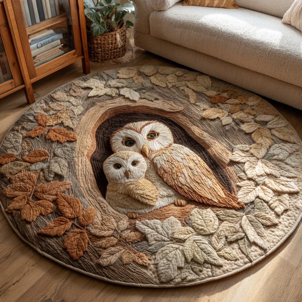 Owl Treehouse Quilted Round Mat