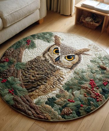 Owl Woods Quilted Round Mat