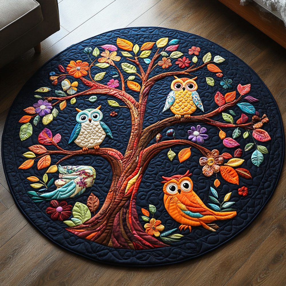 Owls In The Trees Quilted Round Mat
