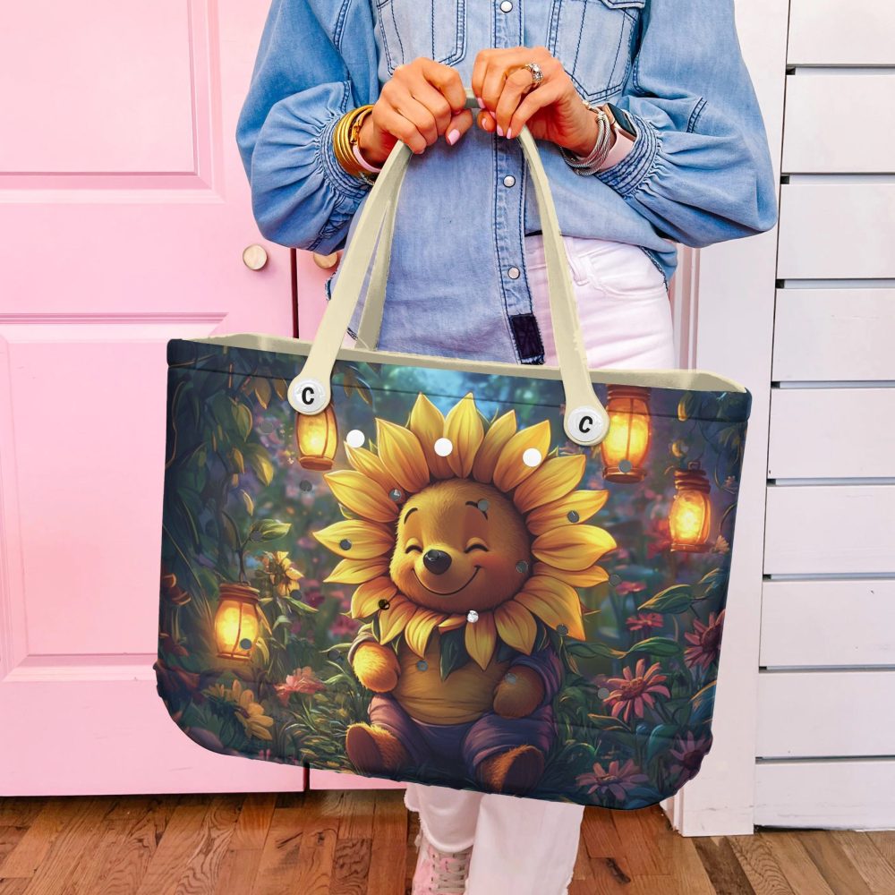 Charming Sunflower Bear Tote Bag - Cute Cartoon Design, Eco-Friendly & Spacious For Everyday Use - Image 2