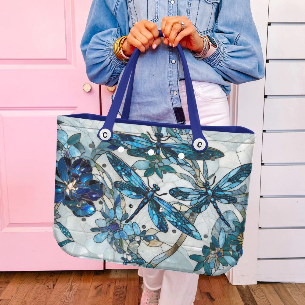Stylish Blue Dragonfly Tote Bag - Durable, Spacious & Eco-Friendly Shopper - Image 3