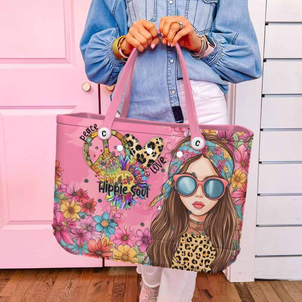 Vibrant Hippie Soul Tote Bag - Floral, Peace & Love Design, Perfect For Summer - Image 3