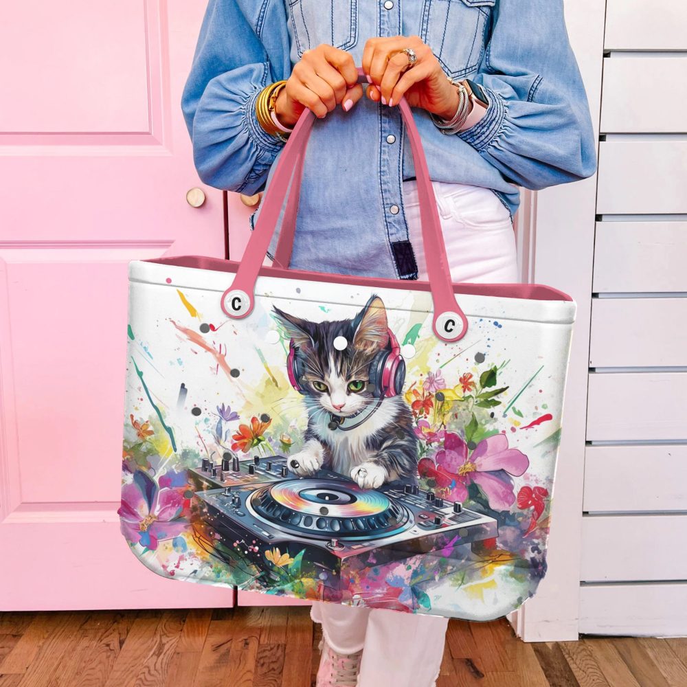 Bucket Tote Bag, Limited Edition Bogg Bag, Beach Bag Dj Kitty - Image 4