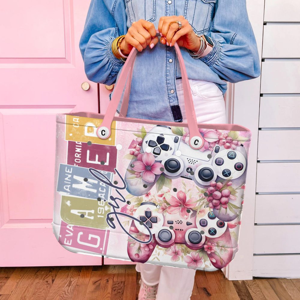 Bucket Tote Bag, Limited Edition Bogg Bag, Beach Bag Gamer Girl - Image 2