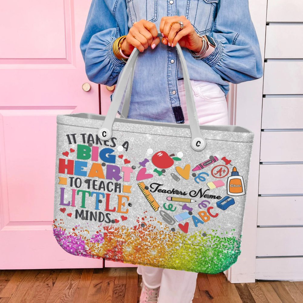 Bright & Colorful Teacher Tote Bag - 'Big Heart To Teach' Design For Educators - Image 3