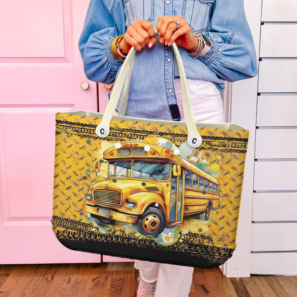 Vibrant School Bus Design Tote Bag – Durable, Stylish & Spacious For Everyday Use - Image 2