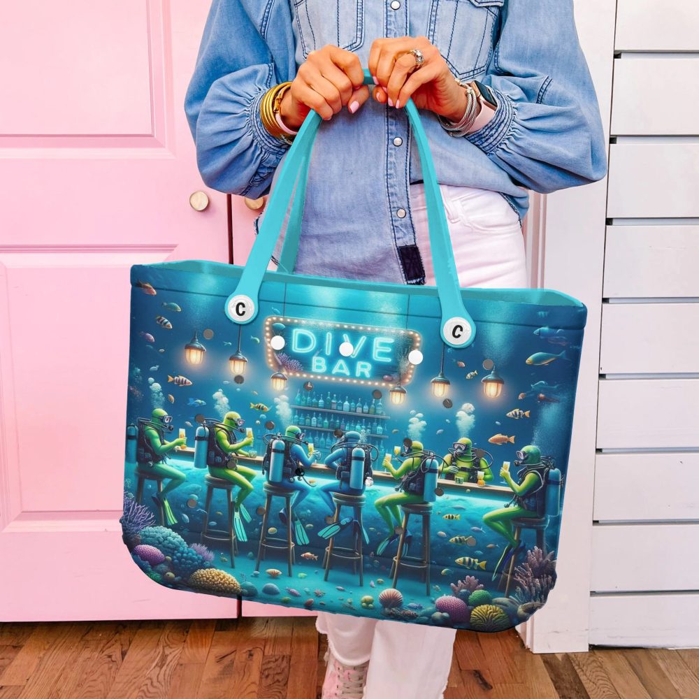 Bucket Tote Bag, Limited Edition Bogg Bag, Beach Bag Dive Bar - Image 5