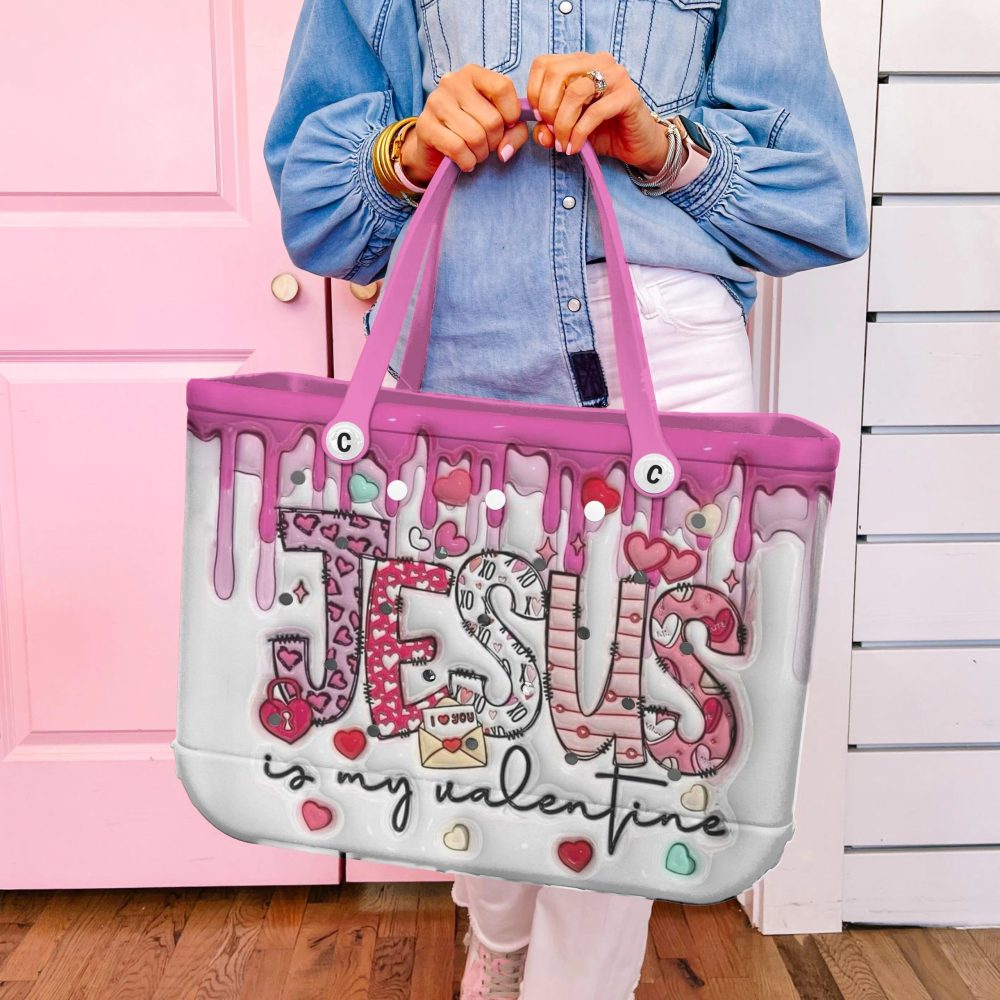 Bucket Tote Bag, Limited Edition Bogg Bag, Beach Bag Jesus Is My Valentine - Image 3