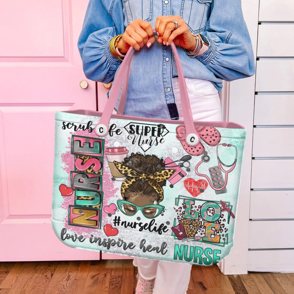 Bucket Tote Bag, Limited Edition Bogg Bag, Beach Bag Nurse Hustle - Image 3