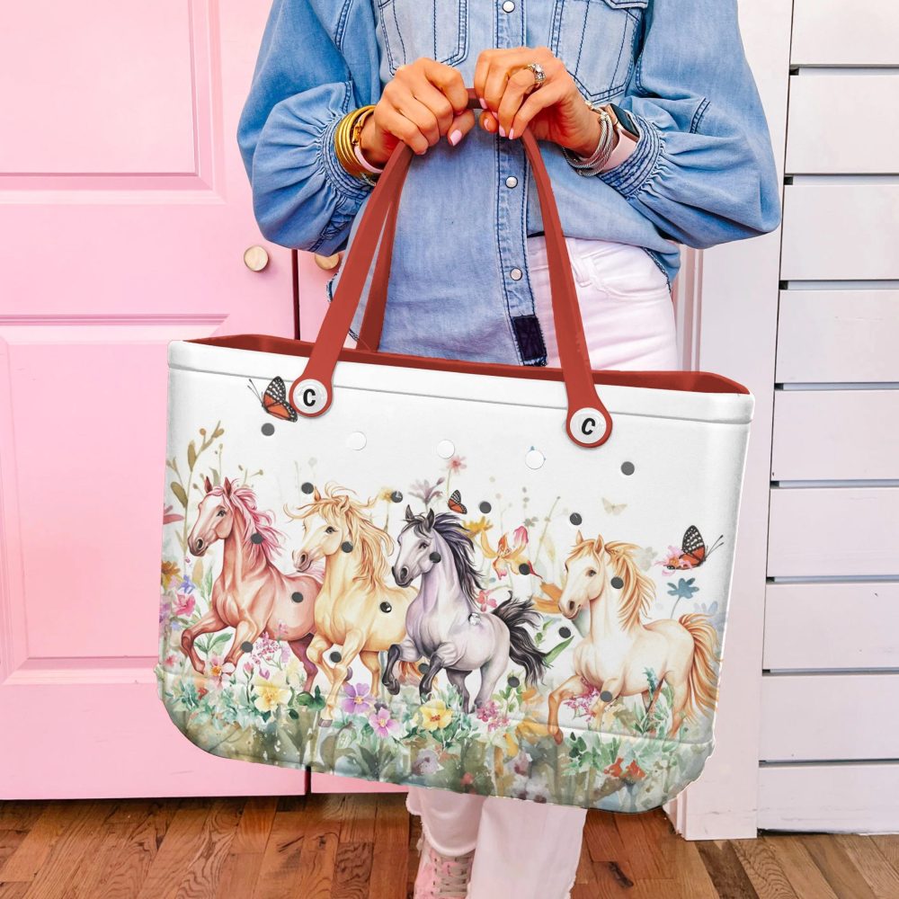 Bucket Tote Bag, Limited Edition Bogg Bag, Beach Bag Enchanted Meadow - Image 4