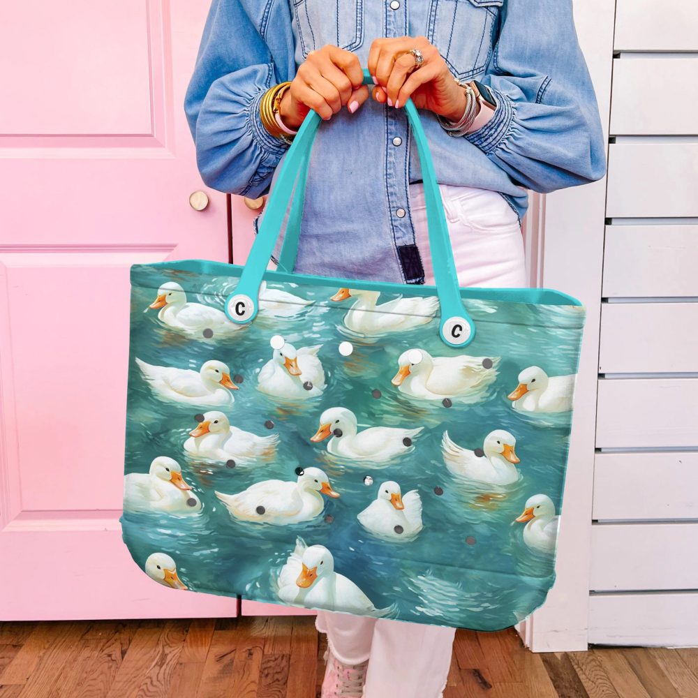 Bucket Tote Bag, Limited Edition Bogg Bag, Beach Bag Quack & Splash - Image 5