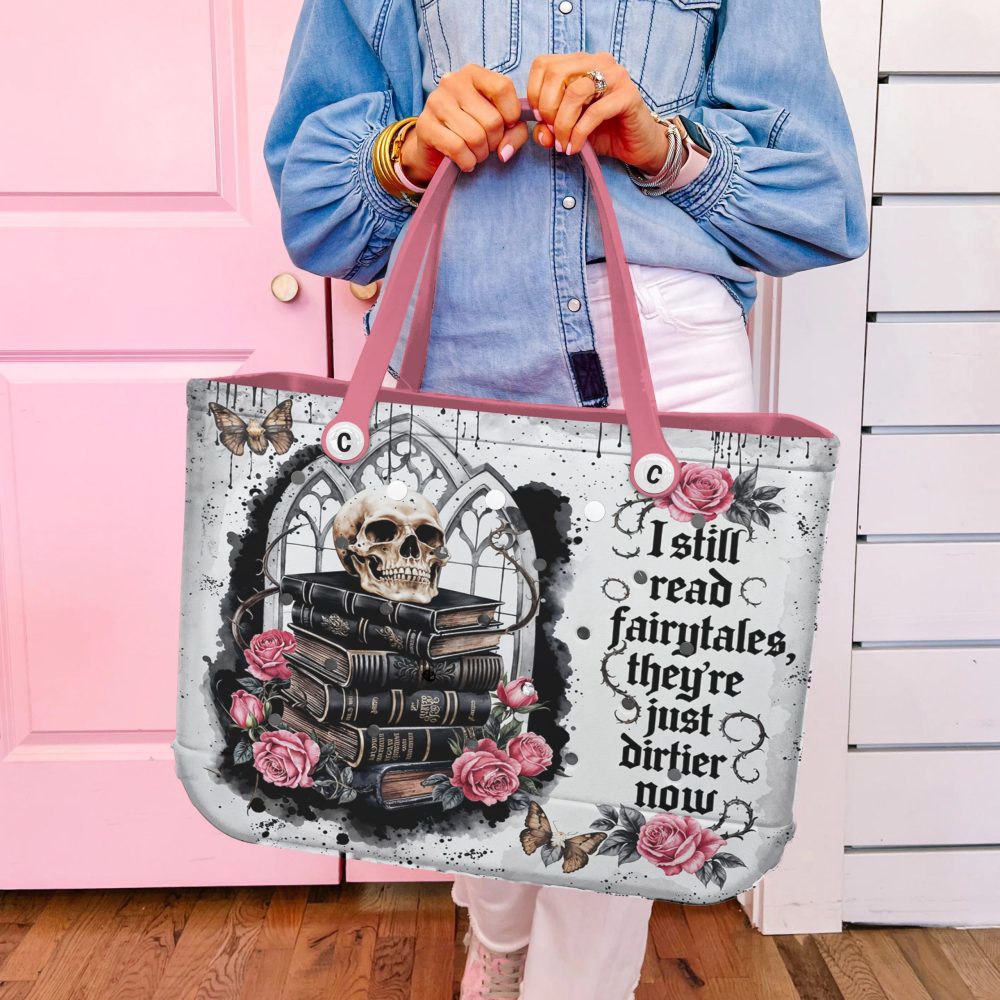 Vintage Gothic Tote Bag With Skull & Roses - Unique Fairytale Design Handbag - Image 3