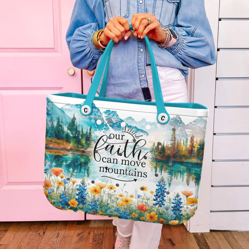 Faith-Inspired Tote Bag - Vibrant Mountain & Floral Design For Everyday Use - Image 4