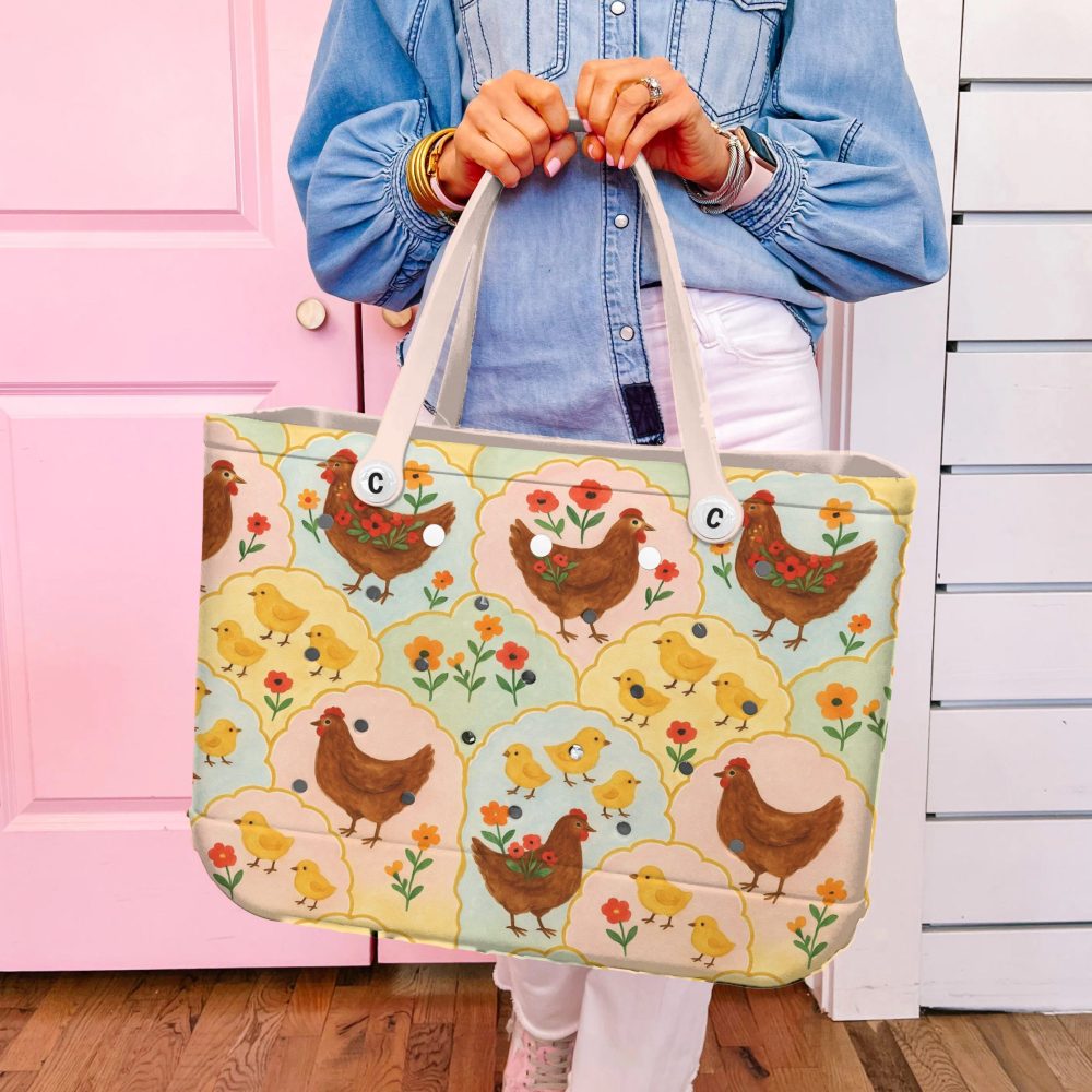 Bucket Tote Bag, Limited Edition Bogg Bag, Beach Bag Blooming Barnyard - Image 2