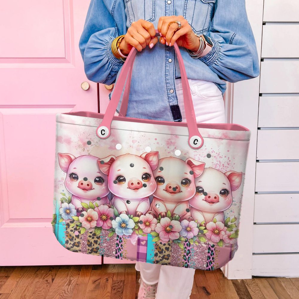 Bucket Tote Bag, Limited Edition Bogg Bag, Beach Bag Oink Chic - Image 3