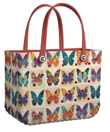 Bucket Tote Bag, Limited Edition Bogg Bag, Beach Bag Quilted Butterfly