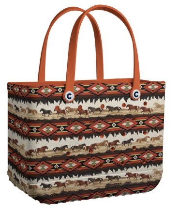 Bucket Tote Bag, Limited Edition Bogg Bag, Beach Bag Tribal Mustang