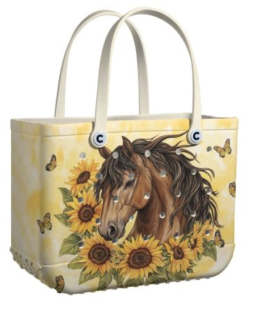 Stylish Horse & Sunflower Tote Bag – Durable, Waterproof, Perfect For Everyday Use