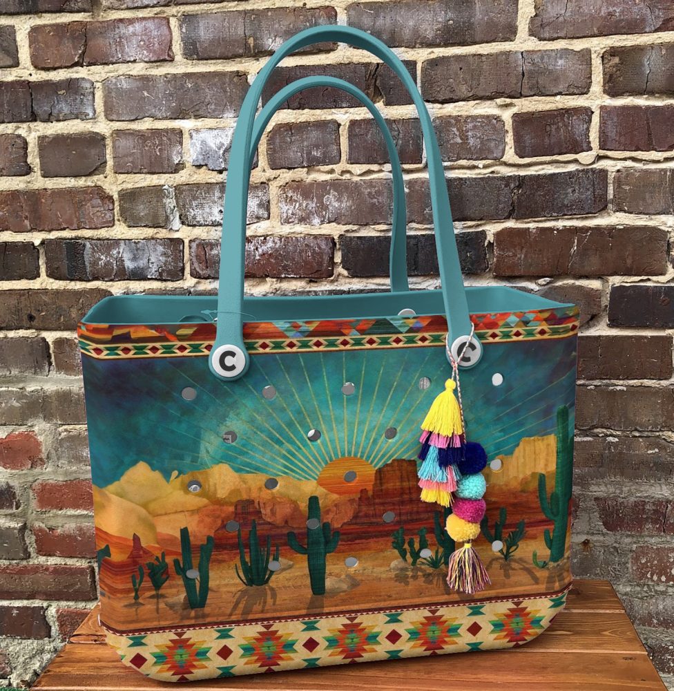 Southwestern Desert Sunset Tote Bag – Vibrant Cactus Landscape Design, Perfect For Everyday Use - Image 3