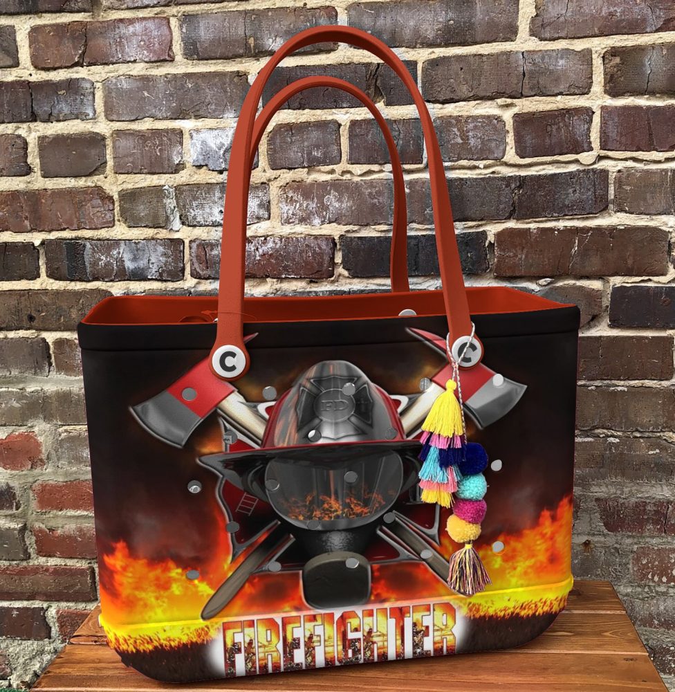 Bucket Tote Bag, Limited Edition Bogg Bag, Beach Bag Firefighter - Image 2