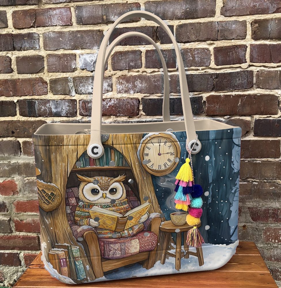 Bucket Tote Bag, Limited Edition Bogg Bag, Beach Bag Snowy Wisdom - Image 2