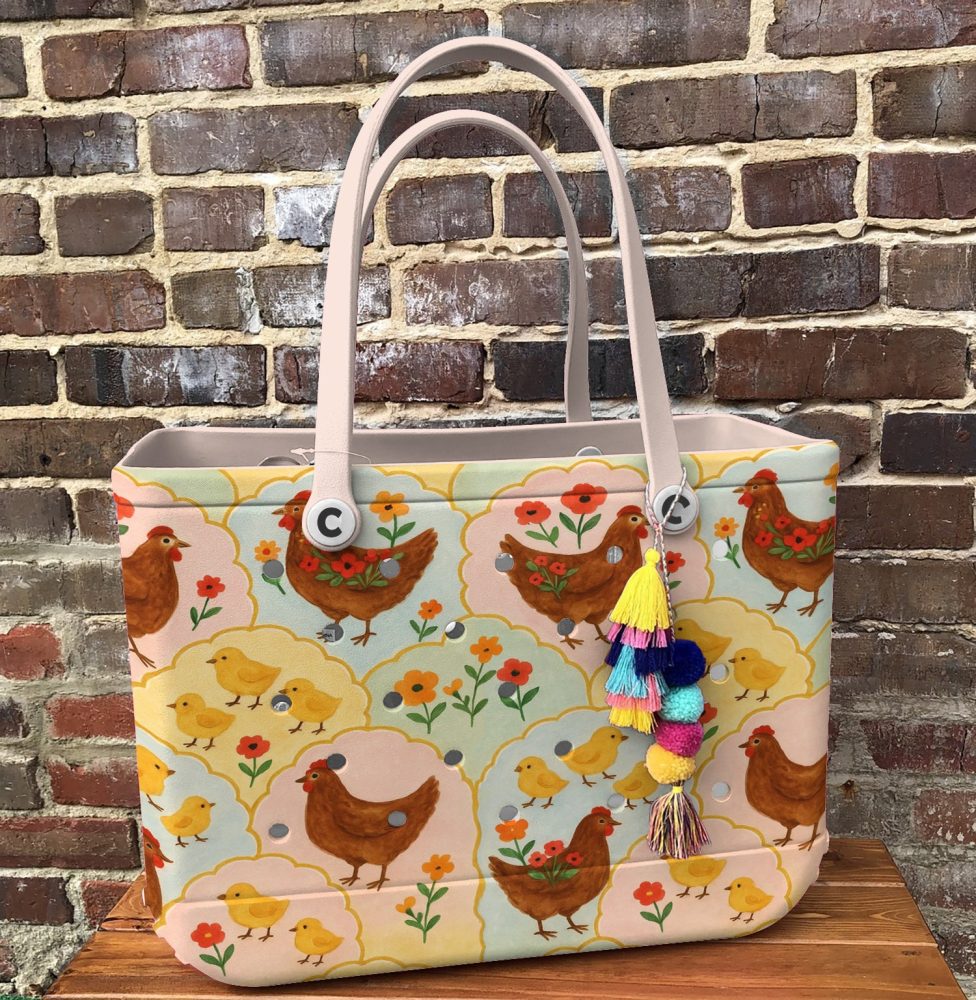 Bucket Tote Bag, Limited Edition Bogg Bag, Beach Bag Blooming Barnyard - Image 3