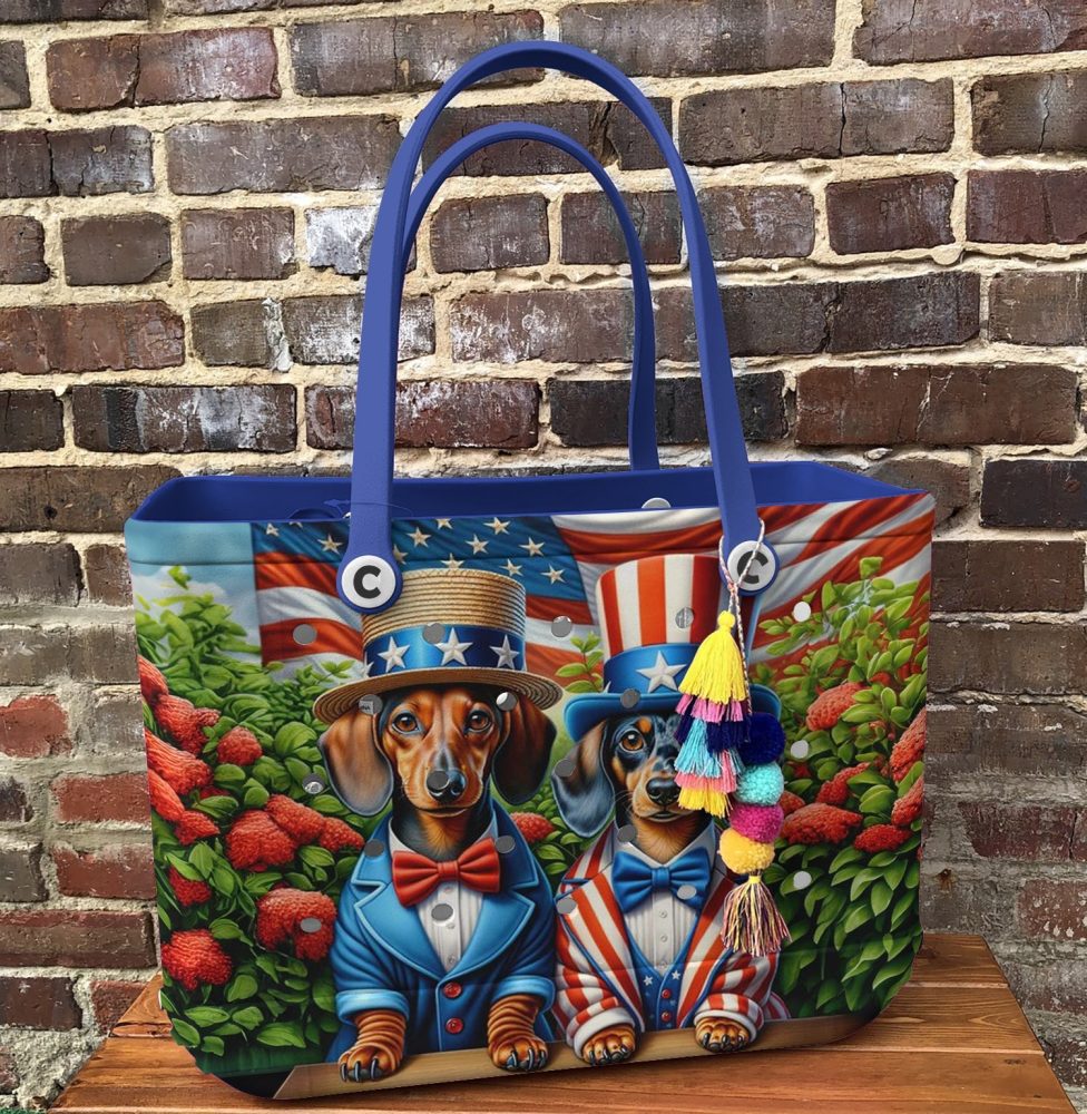 Bucket Tote Bag, Limited Edition Bogg Bag, Beach Bag Patriotic Paws - Image 5