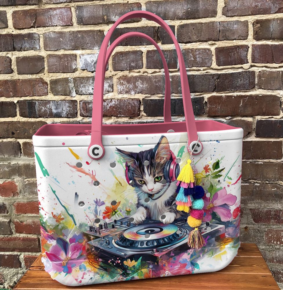 Bucket Tote Bag, Limited Edition Bogg Bag, Beach Bag Dj Kitty - Image 5