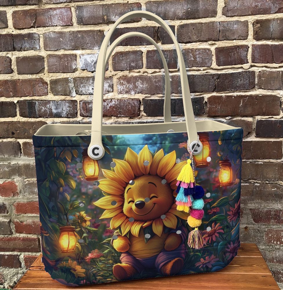 Charming Sunflower Bear Tote Bag - Cute Cartoon Design, Eco-Friendly & Spacious For Everyday Use - Image 4