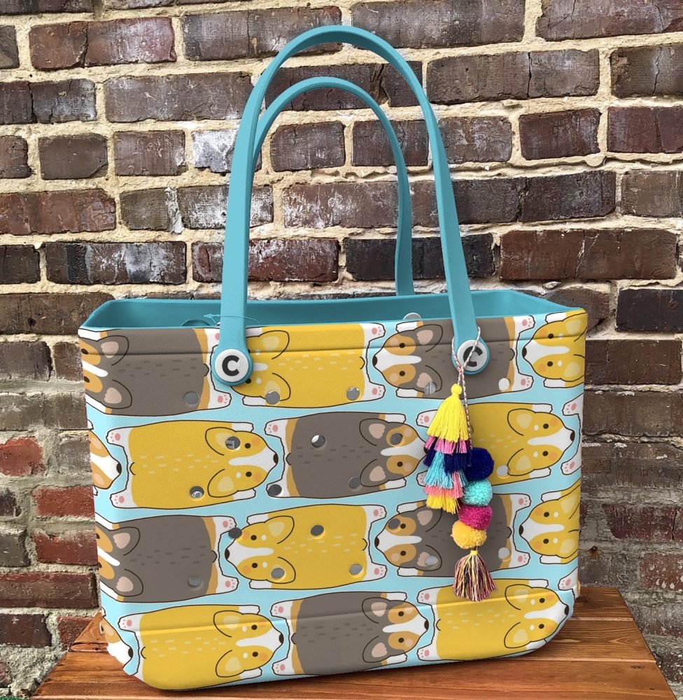 Bucket Tote Bag, Limited Edition Bogg Bag, Beach Bag Chasing Corgi - Image 5