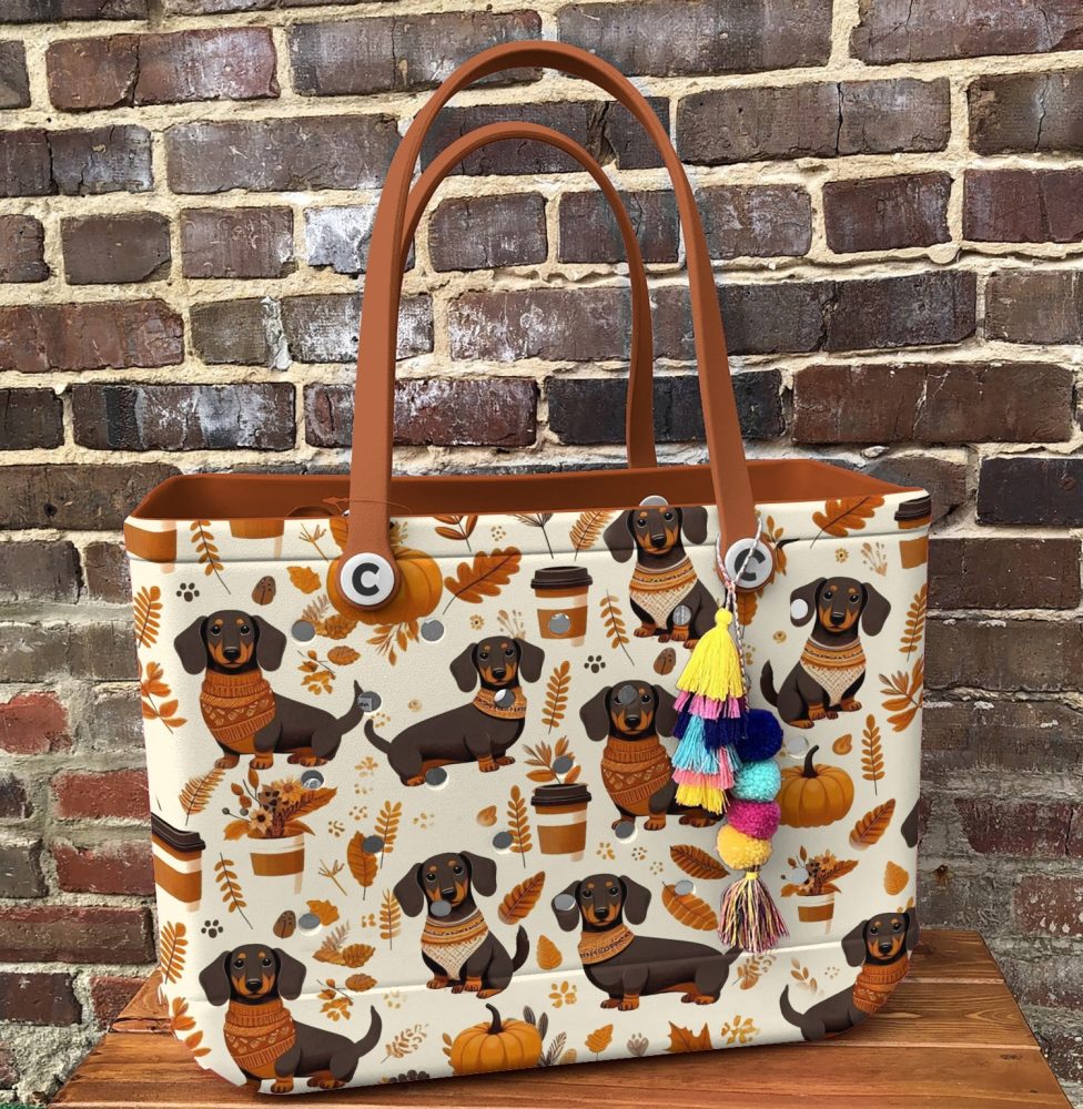 Autumn Dachshund Tote Bag – Cute Fall Dog Print Handbag For Dog Lovers - Image 4