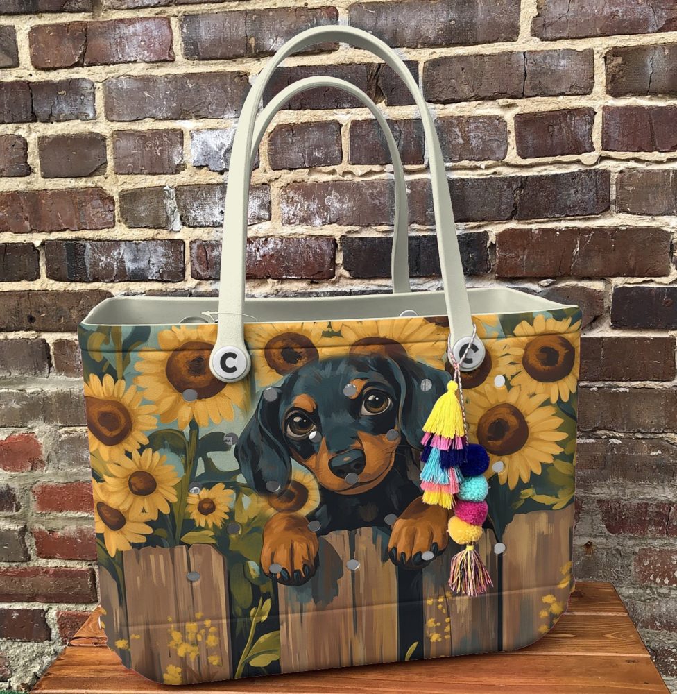 Bucket Tote Bag, Limited Edition Bogg Bag, Beach Bag Sunfloral Pup - Image 4