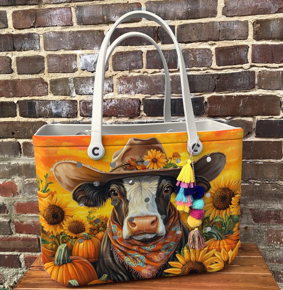 Chic Cowgirl Tote Bag - Vibrant Sunflower & Pumpkin Design - Perfect Fall Accessory! - Image 5