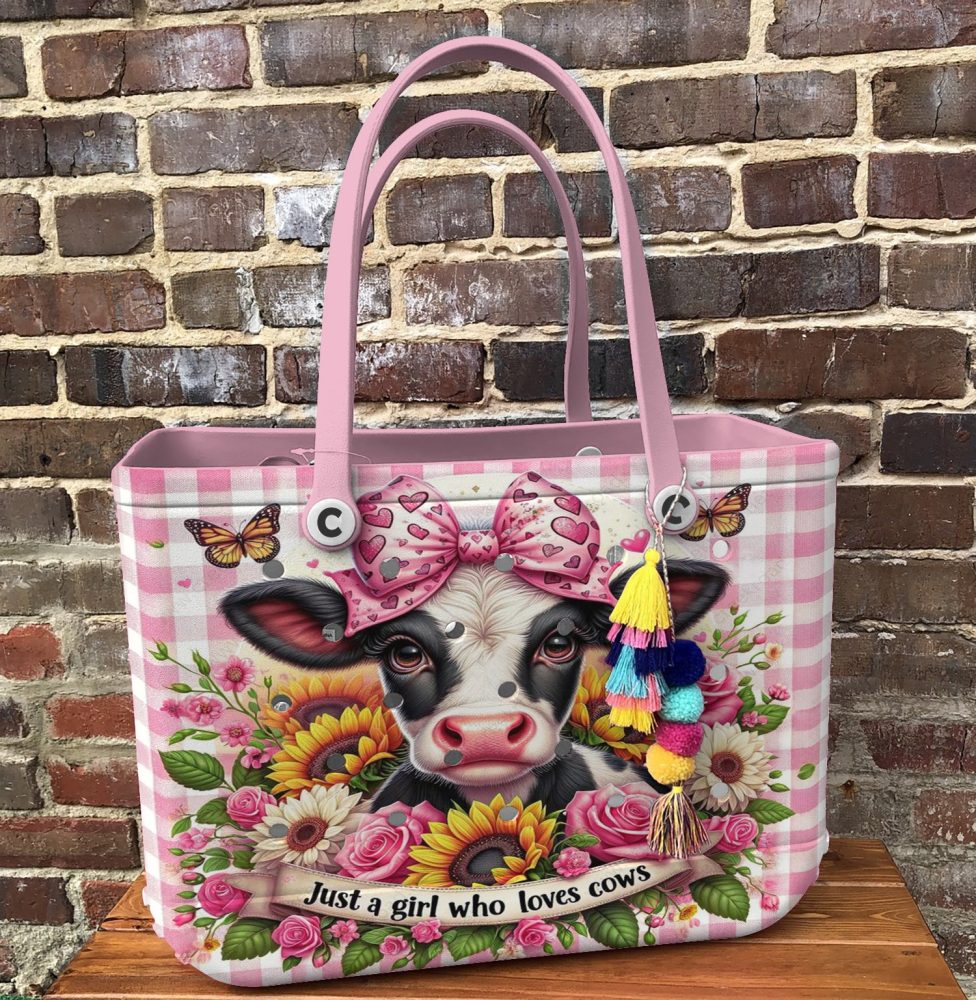 Adorable Cow Lover'S Tote Bag - Cute Pink Floral Design For Girls - Image 5