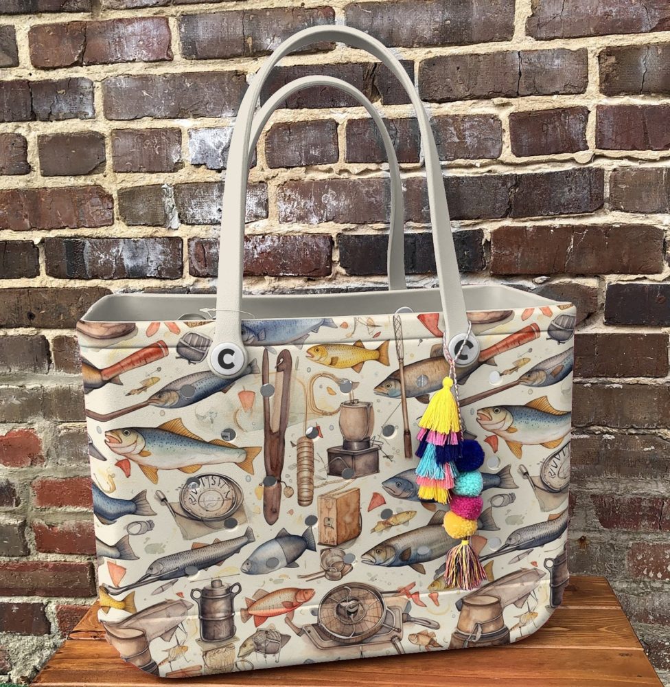 Vintage Fishing Print Tote Bag - Spacious, Durable & Stylish - Perfect For Beach, Groceries & Daily Use - Image 4