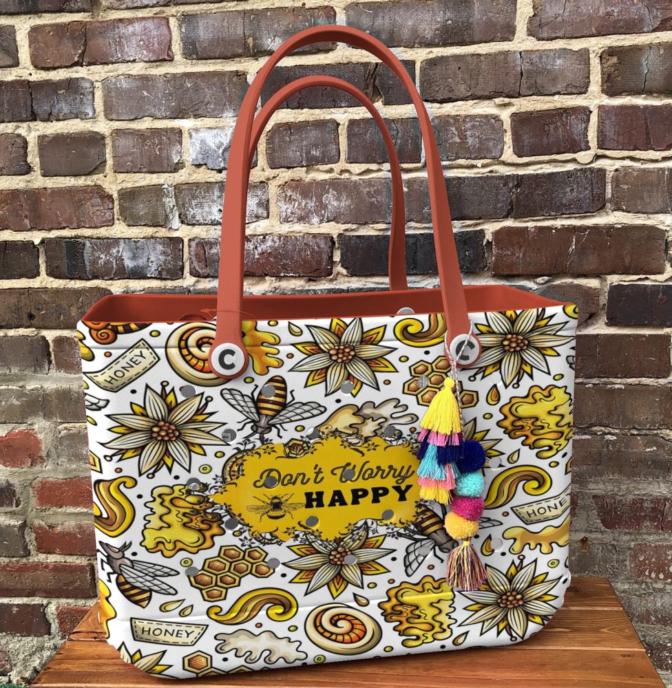 Bee Happy Tote Bag - Vibrant Floral Design, Eco-Friendly, Perfect For Shopping & Beach Days - Image 4