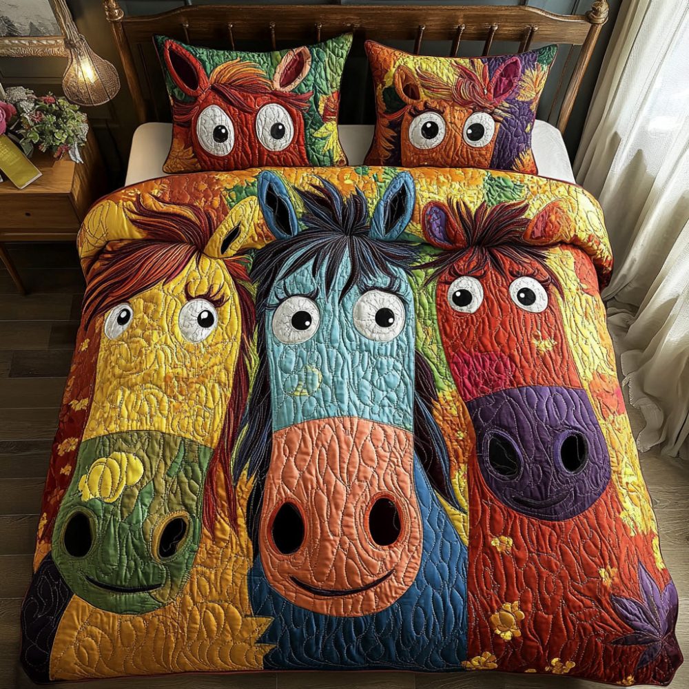 Painted Ponies 3-Piece Quilted Bedding Set
