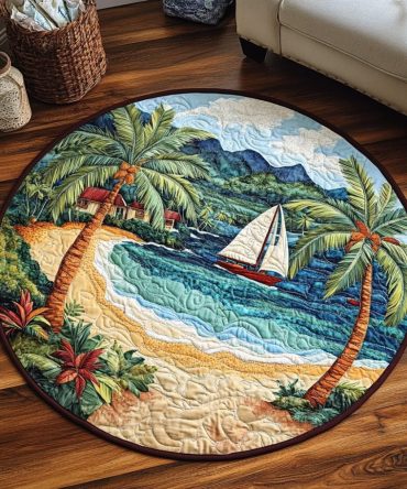 Palm Haven Quilted Round Mat